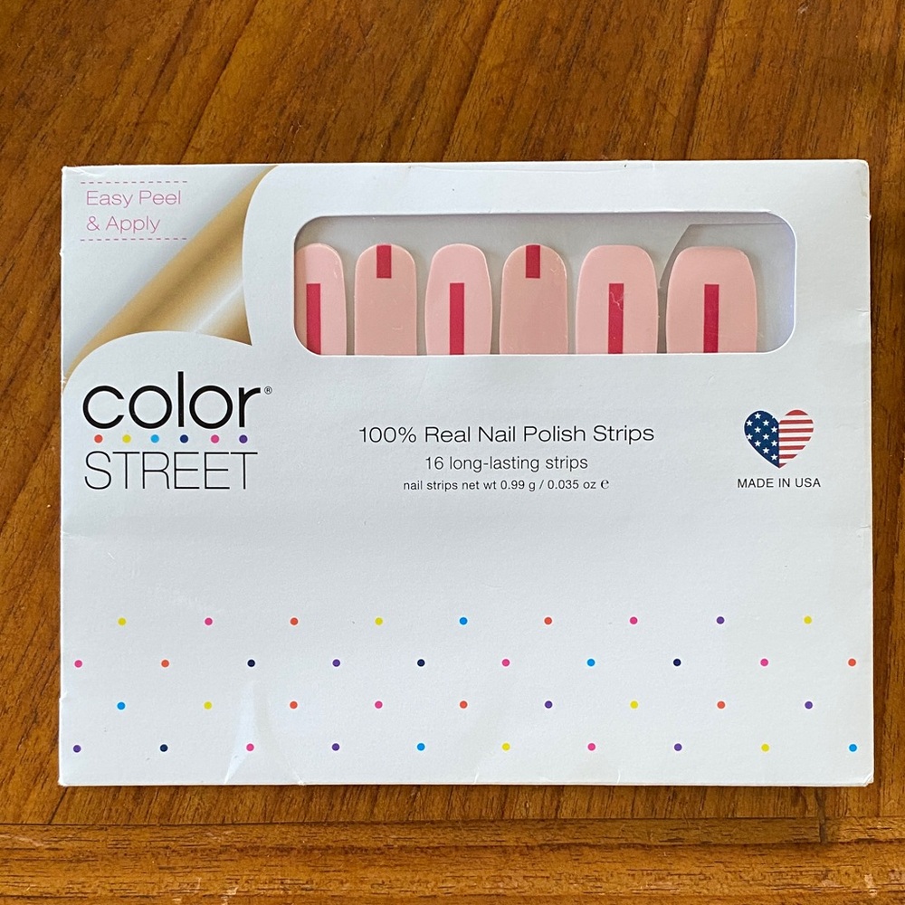 4/$25 Color Street Nail Strips Pkg torn-nails unopened “Pink Outside the Box”